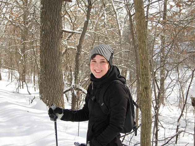 keep smiling pausing for a break cross country skiing