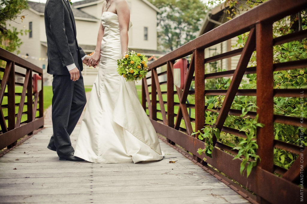 Martha and Tom's Wedding a photo of the bride and groom on a bridge