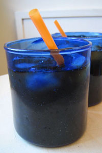 Blue Glass with friends Rum and Cola
