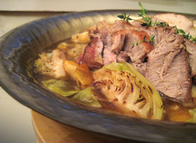 Roasted Pork, Cabbage, and Apples